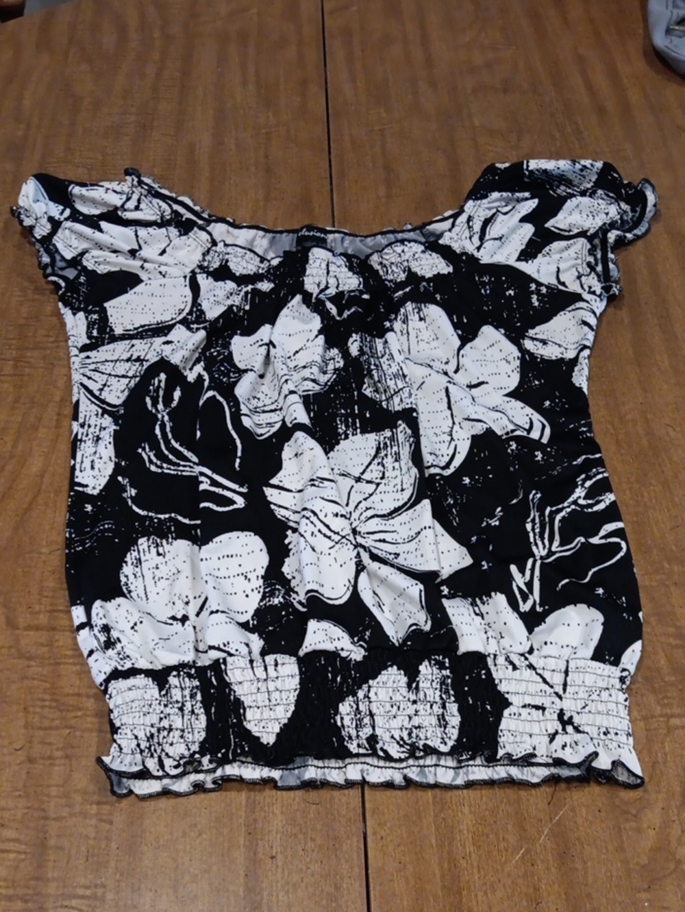 Black & White Floral Off-Shoulder Camisole
